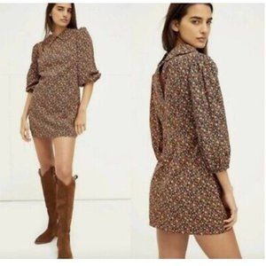 Free People Making Plains Mini Dress Womens 4 Floral Long Sleeve